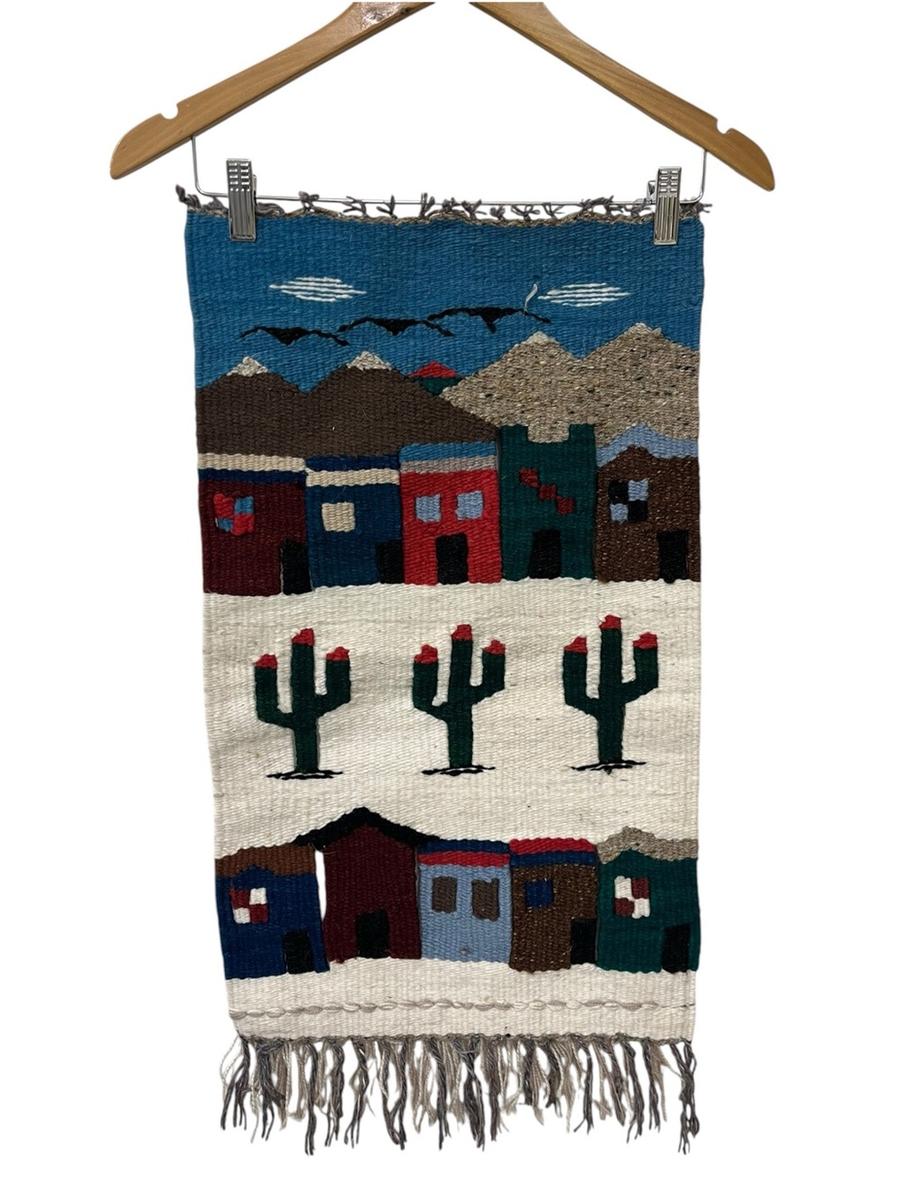 Vintage Tapestry Wall Hanging Rug Handwoven Mexico